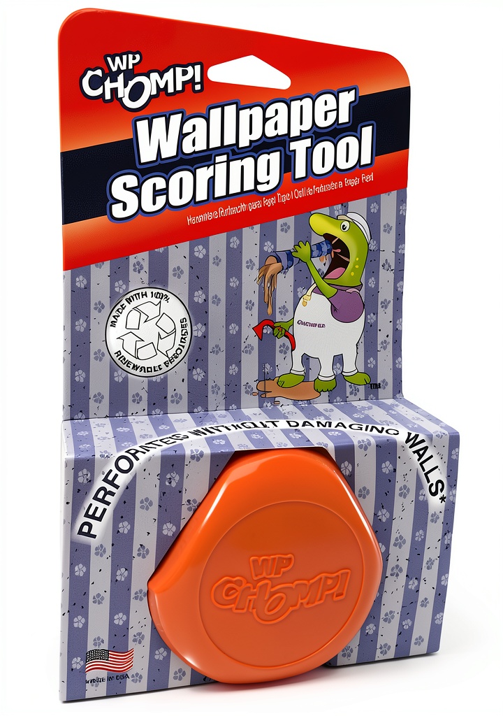 WP CHOMP Wallpaper Scoring Tool in use on a textured wall