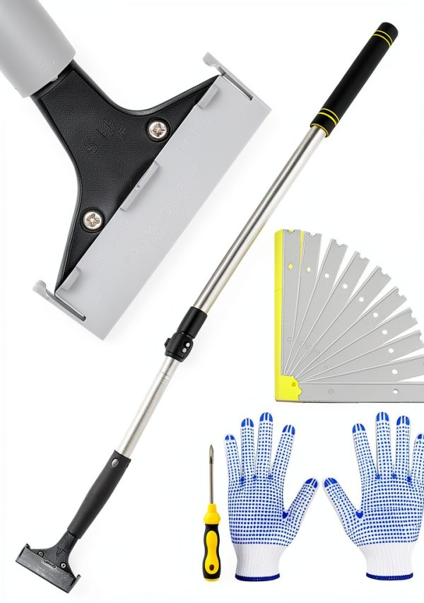 Frebuta Telescopic Floor Scraper Stainless Steel Gray 4Feet-0