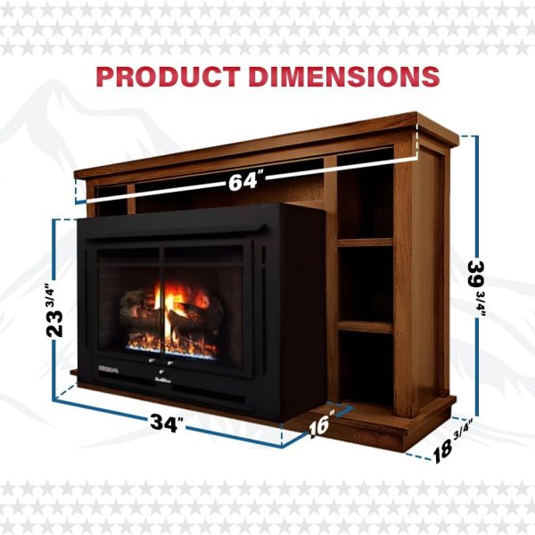 Buck Stove Gas Fireplace Dark Oak Vent Free Heating-3