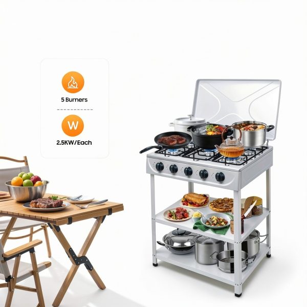 ZBXGJKSY 5 Burner Gas Stove Portable Steel-1