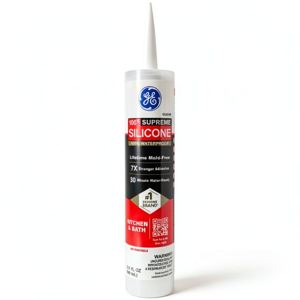 GE Supreme Silicone Caulk Clear 10 fl oz Kitchen & Bathroom Sealant-0