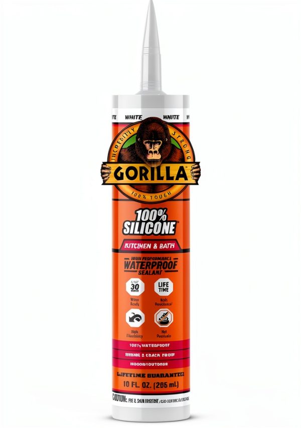 Gorilla Silicone Sealant Caulk White 10oz Waterproof 30min Water Ready-0