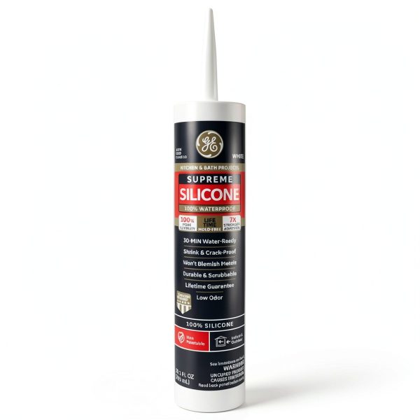 GE Supreme Silicone Caulk for Kitchen & Bath White 10.1 fl oz-0
