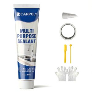 Silicone Caulk Carpoly White 5.29oz Sealant for Kitchen & Bathroom-0