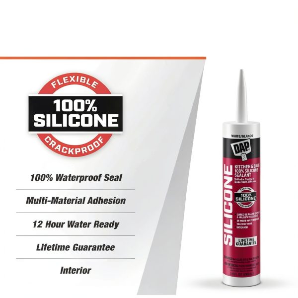 Silicone Sealant DAP Kitchen and Bath White 9.8 Oz Silicone Caulk-1