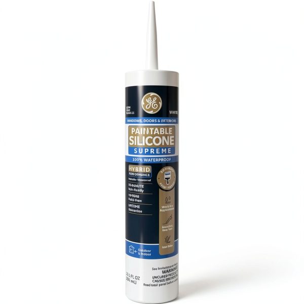 GE Supreme Paintable Silicone Caulk White 9.5 oz – 7X Stronger-0