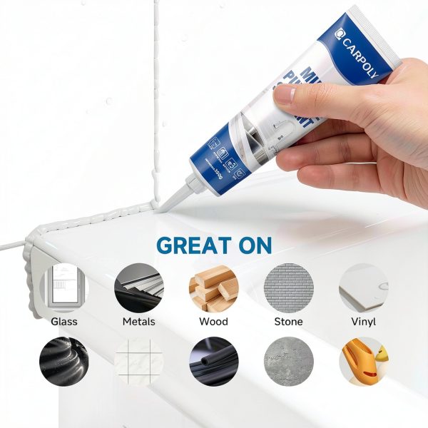 Silicone Caulk Carpoly White 5.29oz Sealant for Kitchen & Bathroom-7