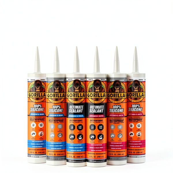 Gorilla Silicone Sealant Caulk White 10oz Waterproof 30min Water Ready-8