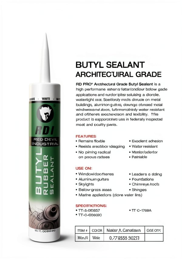 Red Devil Butyl Rubber Sealant 0697GI12 RD Pro 10.1 oz Gray Pack of 12-2