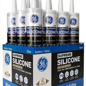 GE Supreme Silicone Caulk Clear 12 Pack 7X Strong Adhesion Waterproof-0